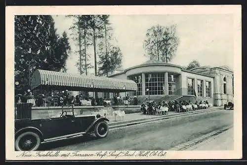 AK Bad Hall, Neue Trinkhalle mit Terrassencafé Lauf