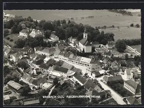 AK Wimsbach /O.-Ö., Gesamtansicht mit der Kirche vom Flugzeug aus