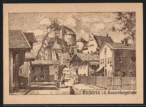 Künstler-AK Kufstein, Kaiserbergstrasse