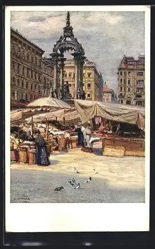 Künstler-AK Wien, Hoher Markt, Monument auf dem Hohen Markt