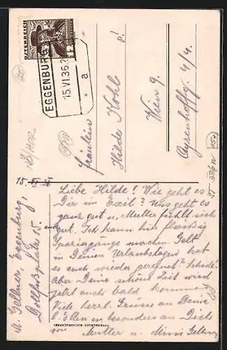 Künstler-AK Eggenburg, Blick zur Pfarrkirche