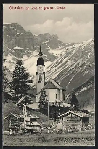 AK Obernberg am Brenner, Blick auf die Kirche