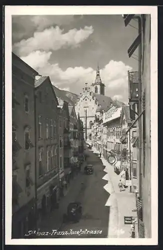 AK Schwaz, Strassenpartie aus der Vogelschau