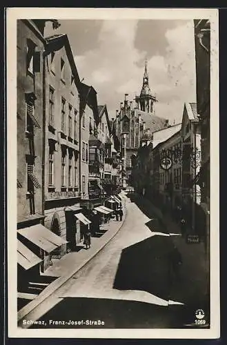 AK Schwaz, Franz Josef-Strasse mit Geschäften