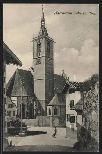 AK Schwaz /Tirol, Blick auf die Pfarrkirche