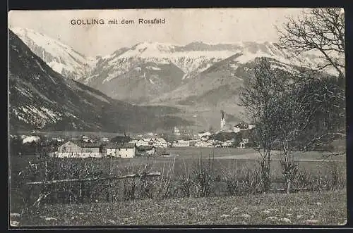 AK Golling an der Salzach, Ortsansicht mit dem Rossfeld