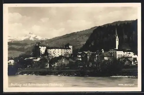 AK Golling an der Salzach, Ortsansicht mit dem Schmittenstein