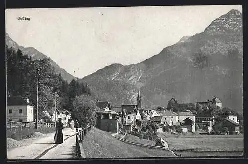 AK Golling an der Salzach, Strasse am Ortseingang