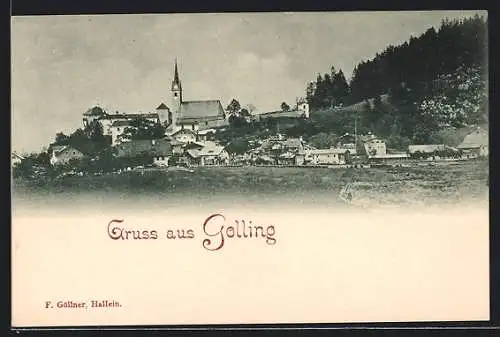 AK Golling an der Salzach, Gesamtansicht mit der Kirche