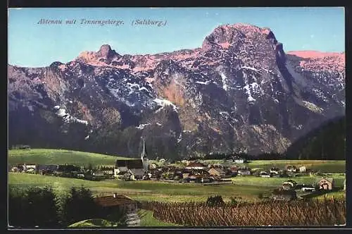 AK Abtenau, Ortsansicht mit Tennengebirge