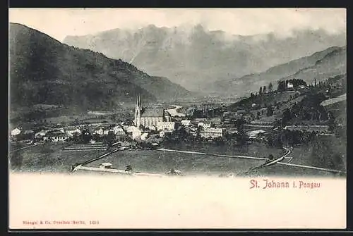 AK St. Johann i. Pongau, Gesamtansicht mit zentraler Kirche