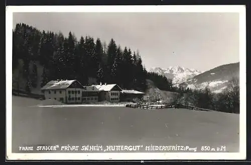 AK Niedernfritz, Blick auf Stadler`s Pension Muttergut im Schnee