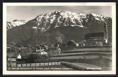 AK St. Veit bei Schwarzach im Pongau, Ortsansicht gegen Heukareck