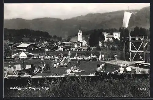 AK Goldegg im Pongau, Belebte Partie im Freibad