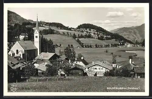 AK Goldegg im Pongau, Ortsansicht mit der Pfarrkirche hl. Georg