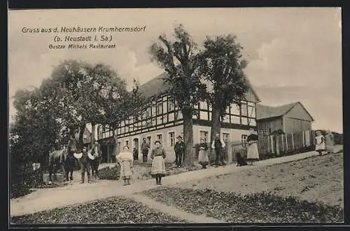 AK Krumhermsdorf bei Neustadt /Sa., Gustav Michels Restaurant, Neuhäuser