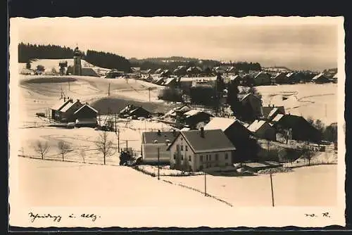 AK Scheidegg /Allgäu, Totalansicht im Winter