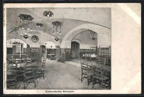 AK Stuttgart, Gaststätte Rathauskeller, Innenansicht