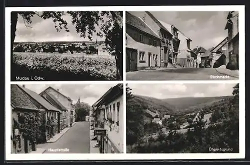 AK Mudau i. Odw., Hauptstrasse, Strohmarkt und Ünglertsgrund