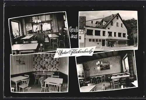 AK Unter-Flockenbach /Odw., Gasthaus-Metzgerei zum Flockenbacher Tal S. Schork, Innenansichten