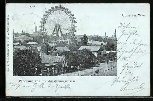 AK Wien, Prater, Panorama von der Ausstellungsstrasse