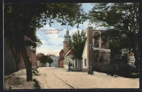 AK Gross-Enzersdorf, Partie am Wiener Tor mit Blick auf Kirche