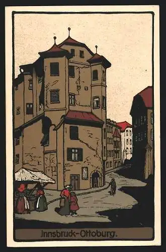 Steindruck-AK Innsbruck, Motiv der Ottoburg