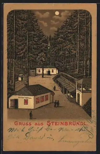 Lithographie Krummnussbaum /NÖ, Steinbründl, Renners Gasthaus, Keller
