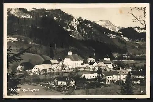 AK Göstling a. d. Ybbs, Ortspanorama mit Bergen