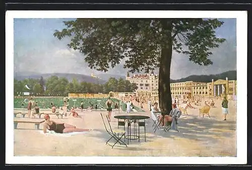Künstler-AK Baden, Termal-Strandbad