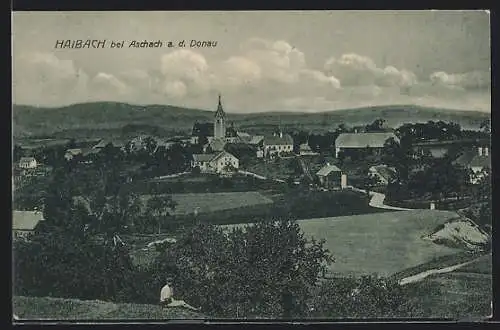 AK Haibach bei Aschach a. d. Donau, Ortsansicht mit zentraler Kirche