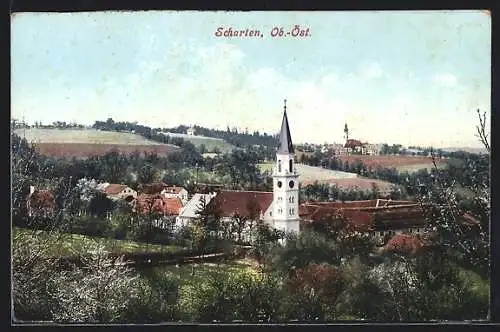 AK Scharten /Ob.-Öst., Ortsansicht mit prominenter Kirche