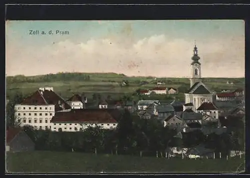 AK Zell a. d. Pram, Ortsansicht mit Kirche