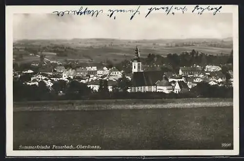 AK Peuerbach /Oberdonau, Ortsansicht mit Glockenturm