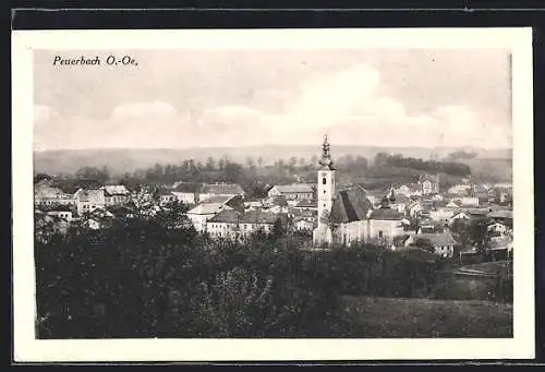 AK Peuerbach, Ortsansicht mit Kirche