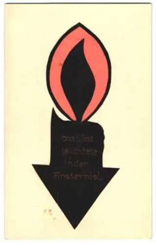 AK Ausgeschnittene und aufgeklebte Kerze aus Papier