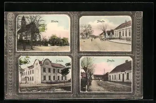 AK Gerasdorf, Strassenpartien, Kirche und Schule