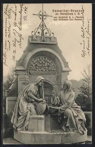 AK Hainichen i. S., Der Samariter-Brunnen