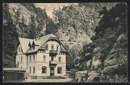 AK Hohnstein / Elbe, Gasthaus Waltersdorfer Mühle im Polenztal