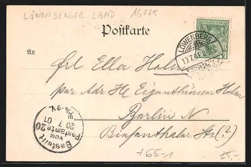 AK Loewenberg i. Mark, Kaiserliches Postamt, Staats-Bahnhof, Beamten-Häuser