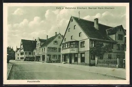 AK Saulgau, Café und Weinstube Eberhard an der Hauptstrasse, Inh. Hans Eberhard