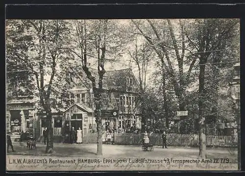 AK Hamburg-Eppendorf, L. H. W. Albrecht`s Restaurant, Ludolfstrasse 43