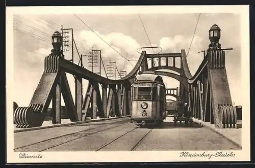 AK Diemitz / Halle, Strassenbahn auf der Hindenburg-Brücke