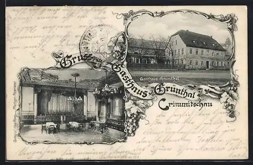 AK Crimmitschau, Gasthaus Grünthal mit Saal