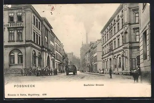 AK Pössneck, Hotel zum Ritter, Saalfelder Strasse