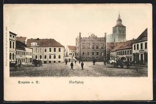 AK Berlin-Treptow a. T., Gasthof v. Otto Müller, Hotel, Marktplatz