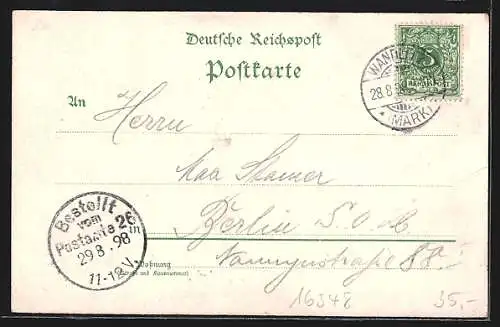 Lithographie Wandlitz /Mark, Gasthaus Forsthaus Liepnitz, Liepnitz-See, Uferpartie