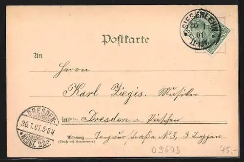 Lithographie Breitenbach b. Siebenlehn i. S., Gasthof, Radfahrer