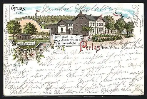 Lithographie Perlas, Gasthaus Wilhelmshöhe, Garten-Cafe Weidmannsruhe