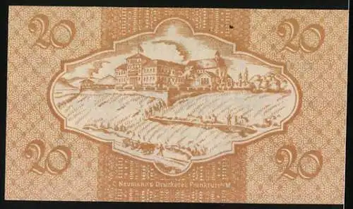 Notgeld Rüdesheim 1919, 20 Pfennig, Ortsansicht, Signatur, Gutschein